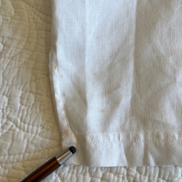 100% Linen Tunic Shirt Jacket Embroidered Flamingo Palm Women’s XL White Preppy - Picture 9 of 15